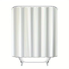 Waterproof Shower Curtain Plain Solid Fabric with 12 Hooks