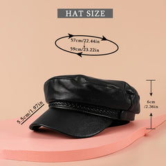 PU Leather Cap Women's Solid Hat Cap Vintage Hats For Weddings Chrismas Year