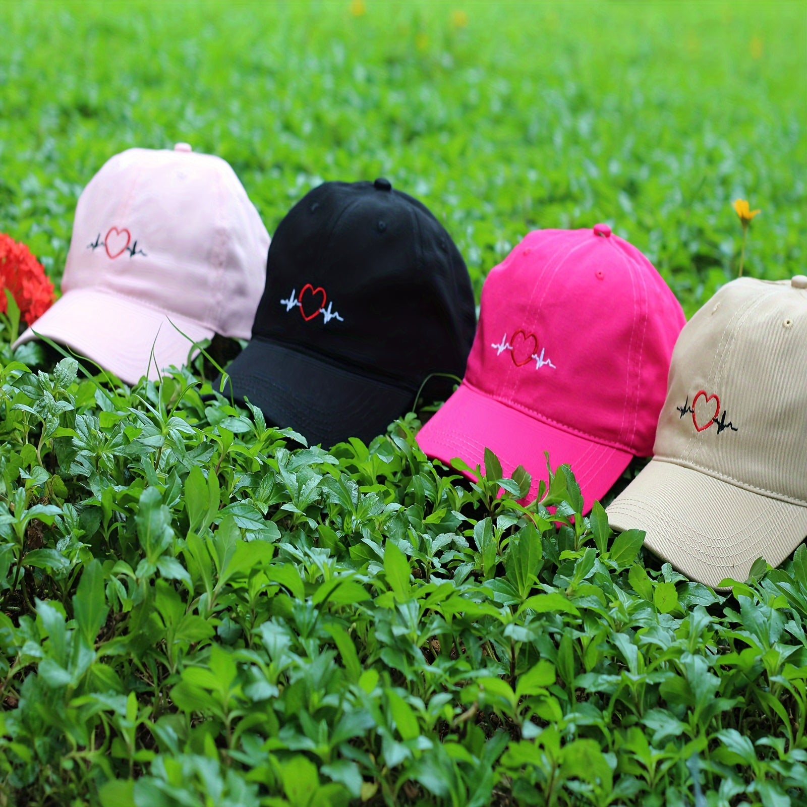 Heart & Lightning Embroidered Cap Soft Cotton Outdoors Hat