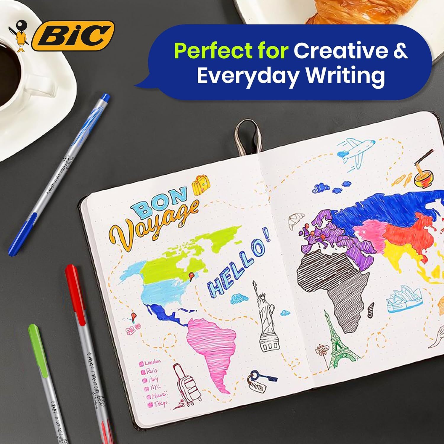 BIC Intensity Felt Tip & Conte Colouring Pencils Kit for School