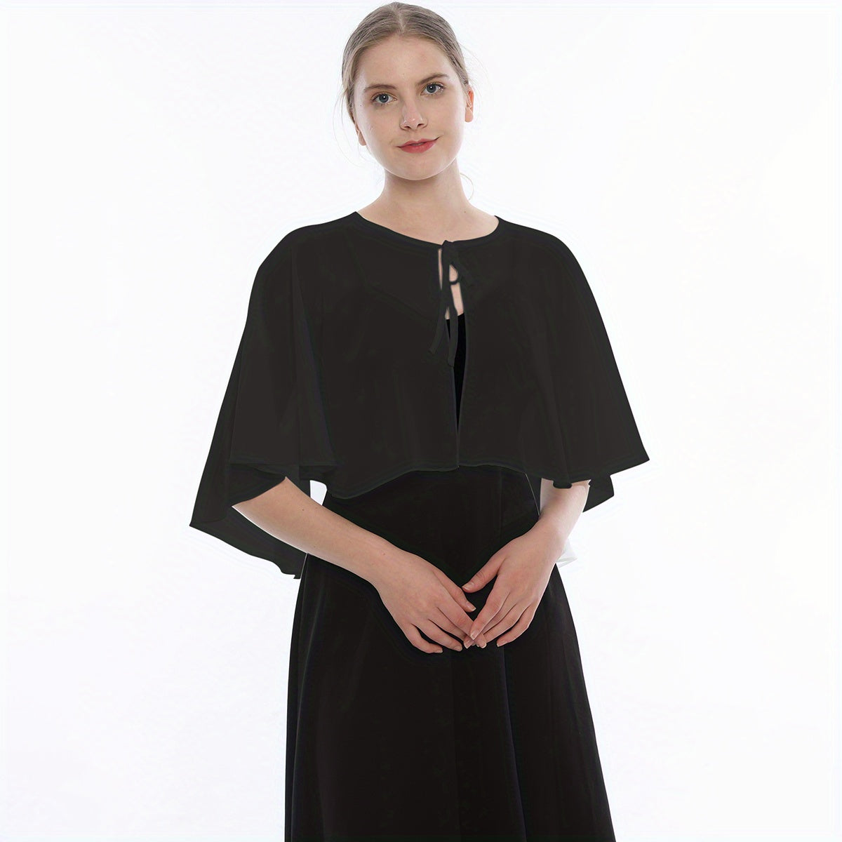 Chiffon Sheer Capelet Solid Poncho Scarf Shawls Women
