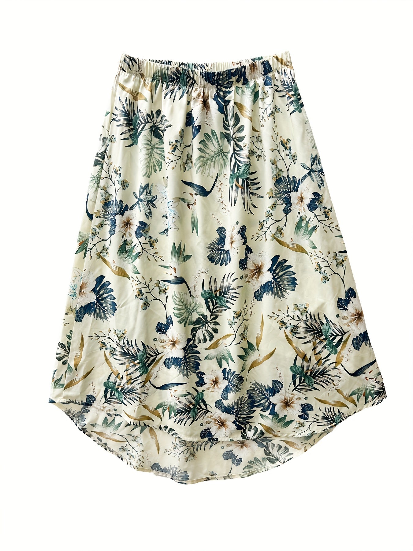 Floral Print Elastic Waist Skirt Casual Skirt For Spring & Summer