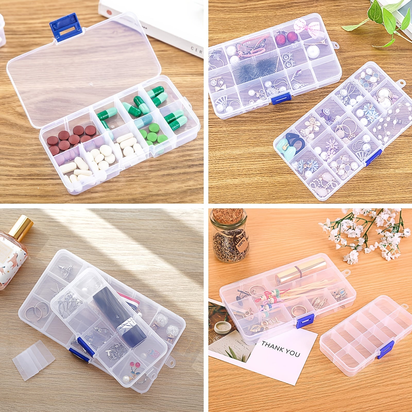 Adjustable Clear Compartment Plastic Organizer Box Bead Travel Storage
