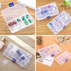 Adjustable Clear Compartment Plastic Organizer Box Bead Travel Storage