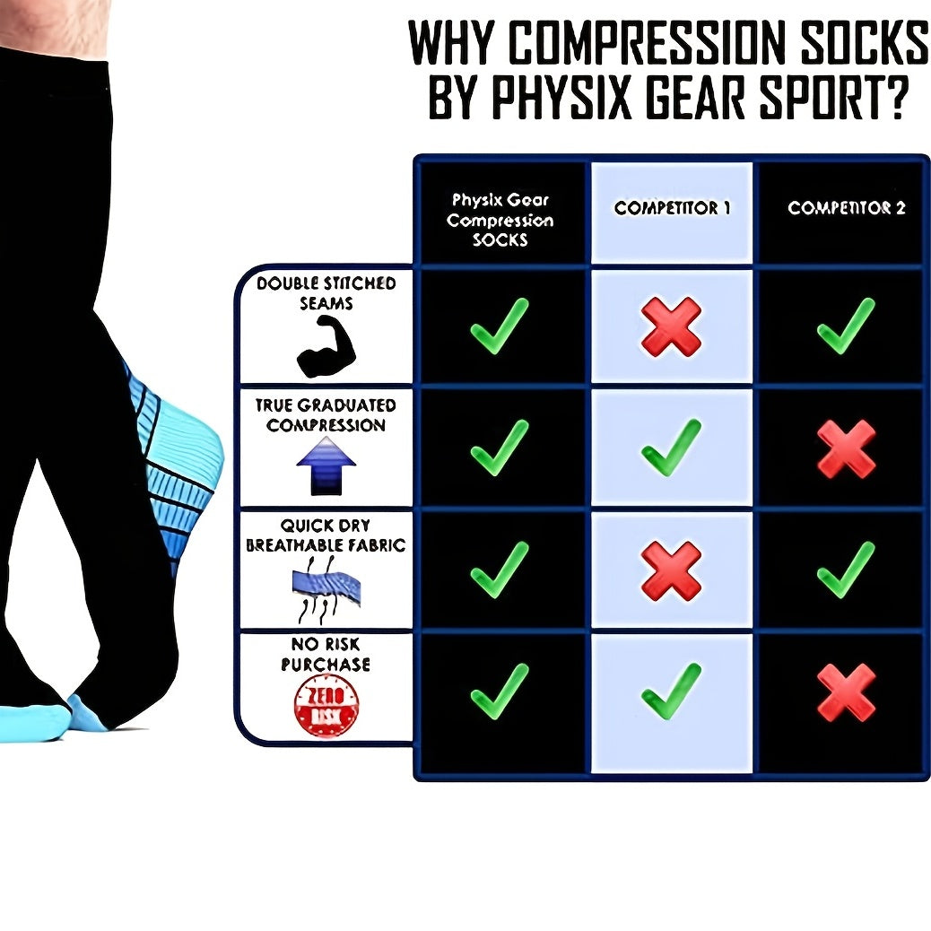 Men's Compression Athletic Socks Long Tube Calf Support for Sports