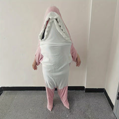 Pink Shark Blanket Soft Cozy Flannel Hoodie Sleeping Bag Wearable Shark Blanket