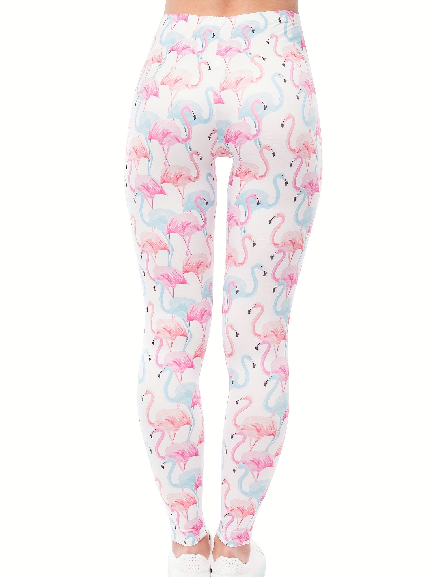 Flamingo Print Skinny Leggings Women's Clothing