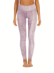 Light Purple Marble Print Yoga Leggings Tummy Control