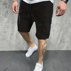 Men's Casual Cargo Shorts Solid Waist Drawstring Summer Outdoor