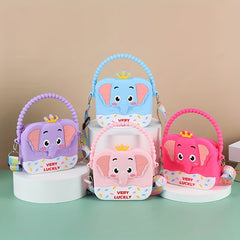 Cartoon Elephant Crossbody Bag Silicone Coin Purse Wallet for Kids