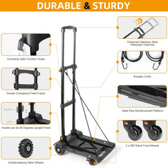 Foldable Hand Truck Utility Cart Portable Multipurpose Grocery Shopping Cart
