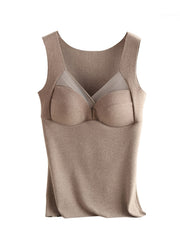 Contrast Lace Thermal Sleeveless V Neck Top