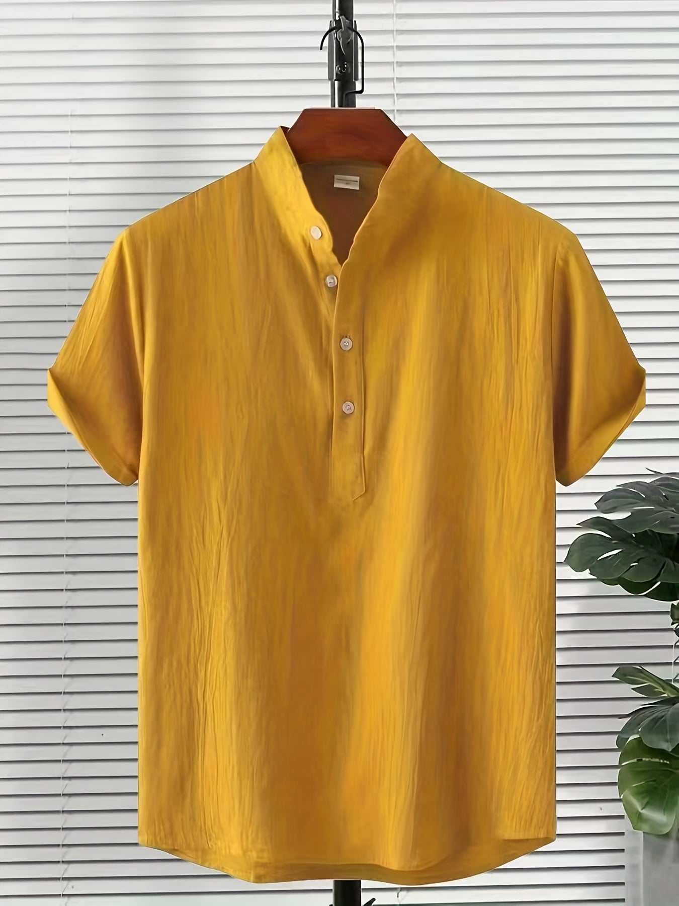 Solid Men's Casual Short Sleeve Shirt for Summer Vacation Resort