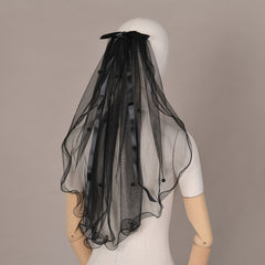 Elbow Length Lace Bridal Veil with Floral Patterns and Hair Comb