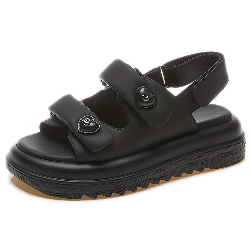 Women's Heart Decor Summer Sandals Thick Soled Platform Sanda