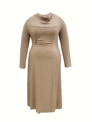 Casual Dress Women's Plus Cowl Neck Dress With Pockets