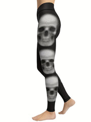 Skull Graphic Yoga Leggings Stretch Workout Running Tight Pants Women