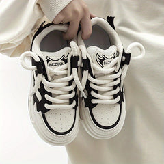Women's Fish Bone Platform Skate Shoes Low Casual Walking Shoes