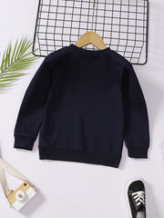 Dino Skater Print Boys Sweatshirt Crew Neck Top