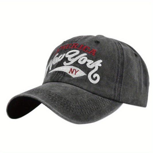 York Embroidered Baseball Cap Vintage Distressed Sun Hat
