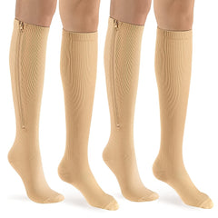 Men's Knee High Sport Socks Sweat Absorbing Nylon Blend Zipper Breathable Socks