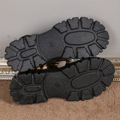 Leopard Pattern Faux Leather Sandals Thick Sole Lightweight Non Slip Beach Shoes