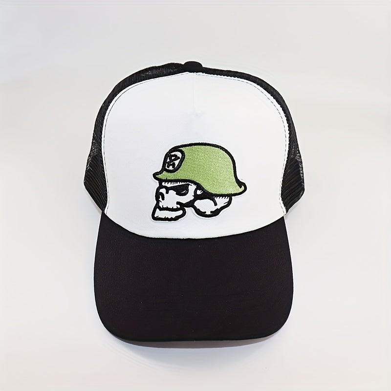 Skull Patch Baseball Cap Men Quick Drying Snapback Mesh Back Hat