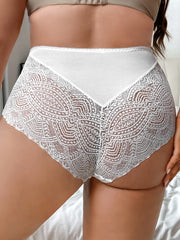 Romantic Panty Women's Plus Contrast Lace Breathable Brief