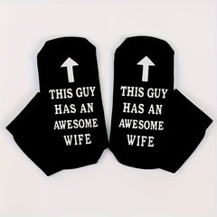 Men's Funny Novelty Socks Awesome Wife Cotton Crew Socks