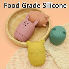 4pcs Silicone Squeezable Water Spray Mold Bath Toys for Kids 6-18 Months