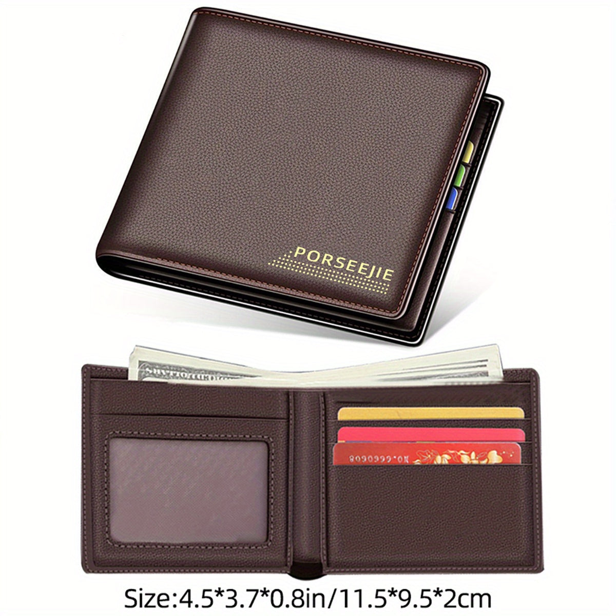 Men's Casual Leather Wallet with ID Card Holder