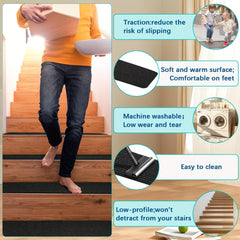 15pcs Non Slip Carpet Stair Treads for Wooden Steps