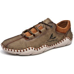 Men's Leather Lace-up Casual Walking Shoes