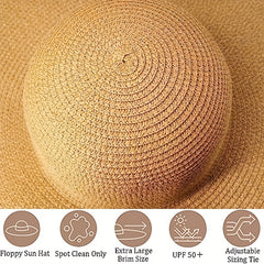 Oversized Coffee Floppy Sun Hat Large Brim Straw Hat