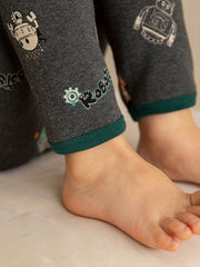 Boys 2pcs Robot Printed Lounge Wear Pajama Set