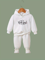 OERYUI Breathable Activewear Set LOVE YOU Hoodies Pants Set