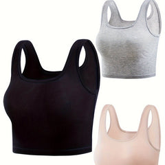 3pcs Ribbed Tank Tops Sleeveless Slim Fit Women's Lingerie