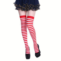 Striped Thigh High Socks Colorblock Over The Knee Stockings