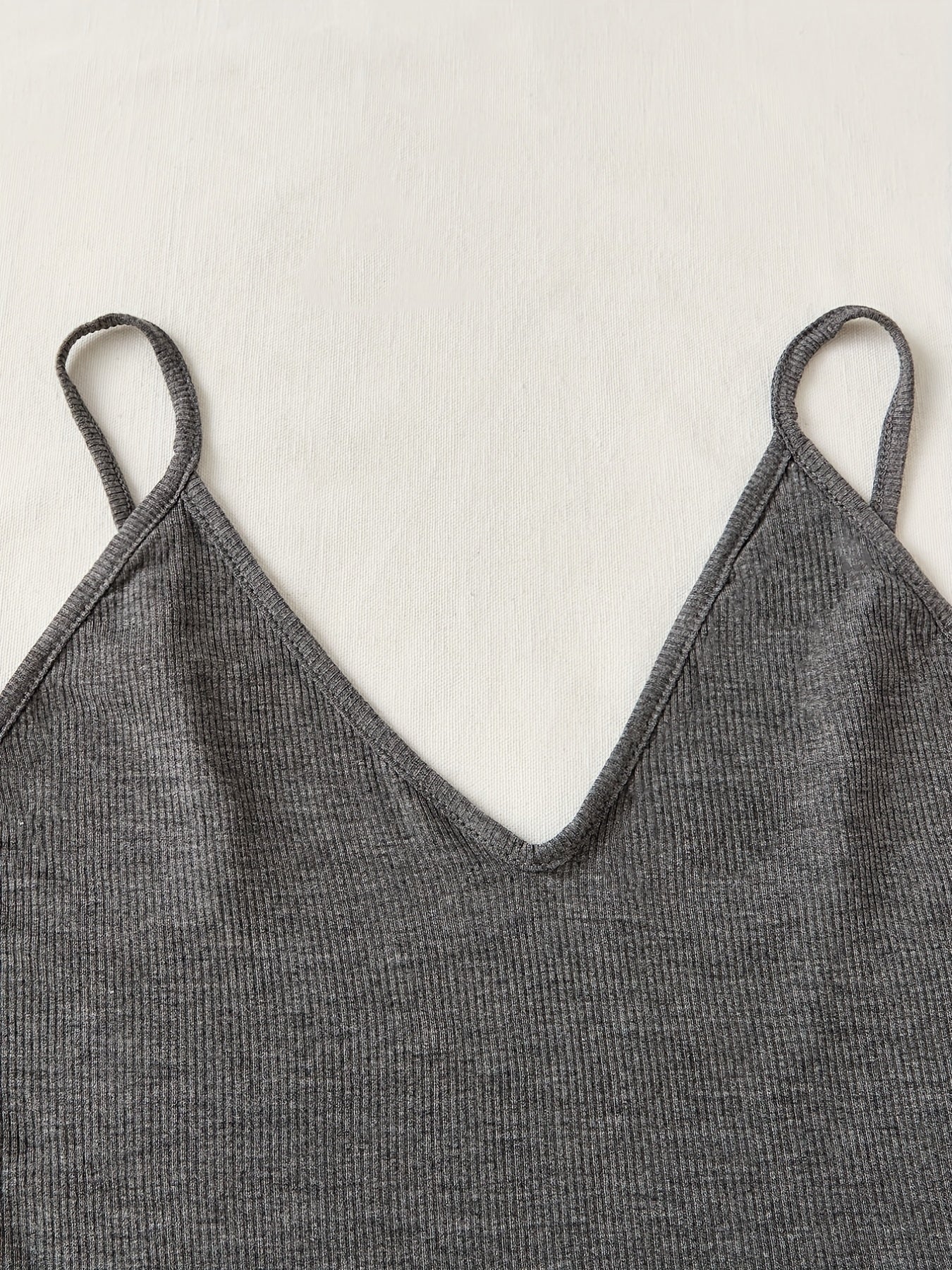 Solid Lounge Set V Neck Cami Top & Ruffle Pants Women's Loungewear