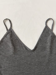 Solid Lounge Set V Neck Cami Top & Ruffle Pants Women's Loungewear