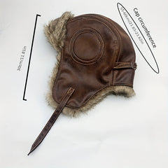 Winter Thickened PU Leather Windproof Hat for Outdoor Skiing