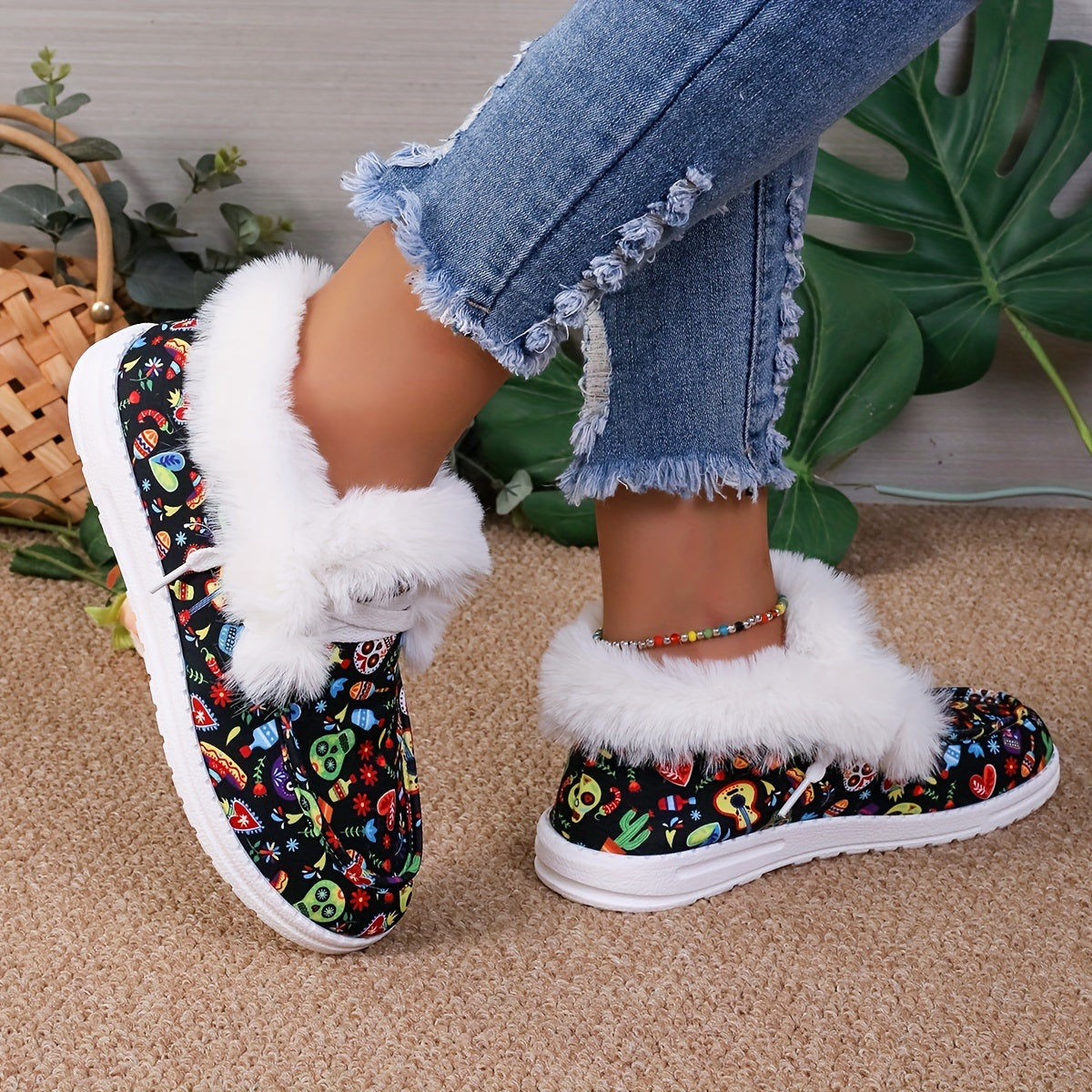 Colorful Skeleton Print Non Slip Sneakers Low Top Sport Shoes