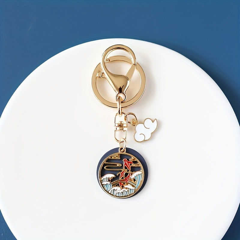 Chinese Style Koi Dragon And Phoenix Keychain Bag Pendant Ornament Key Ring