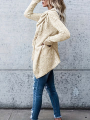 Casual Sweater Women's Plus Tassel Trim Cowl Neck Jumper