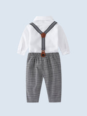 Baby Boys Gentleman Set Shirt Romper Suspender Pants Party