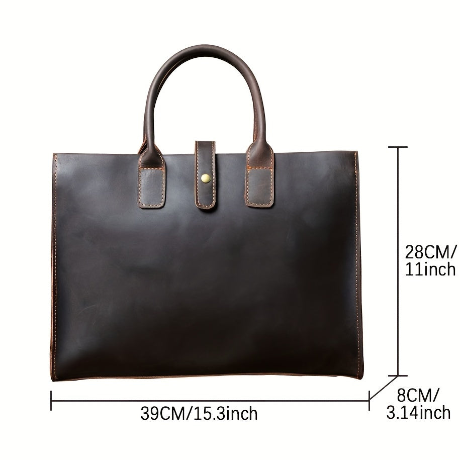 Men's Leather Briefcase Messenger Bag 35 56cm Crazy Horse Cowhide