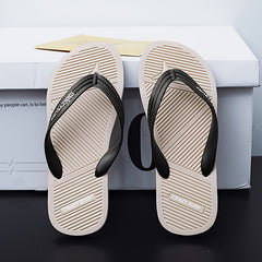 Men's Striped Non Slip Flip Flops Casual Slippers For Beach Pool Shower
