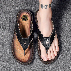 Men's PU Leather Thong Sandals Casual Flip flops