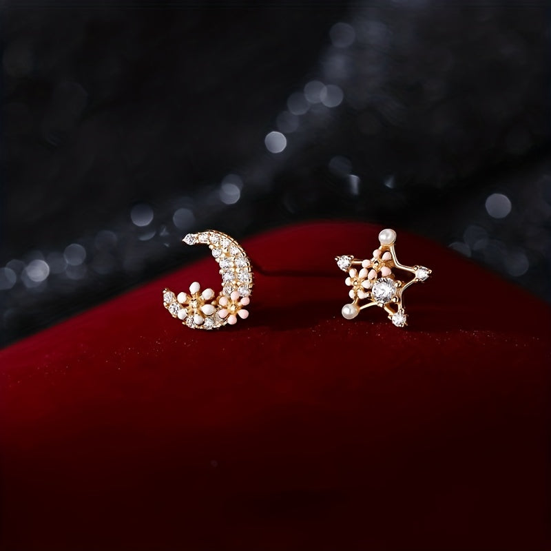 Sweet Star Moon Flower Stud Earrings Girls Holiday Gift