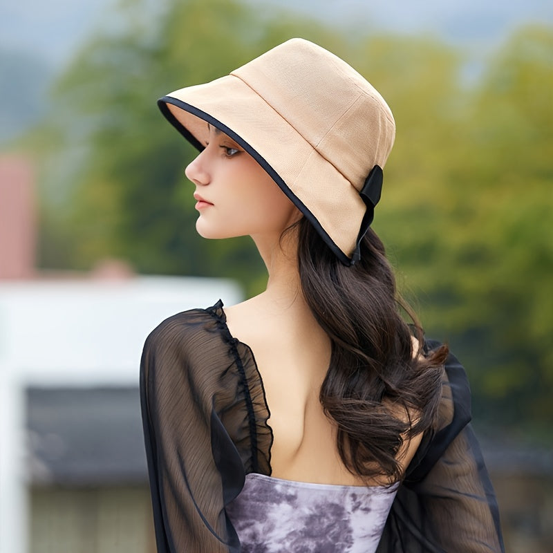 Khaki Bucket Hat Irregular Brim French Style Beach Travel Fisherman Cap